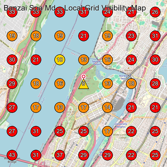 Banzai Spa Md GeoGrid visibility map for Medical Spa in Bronx